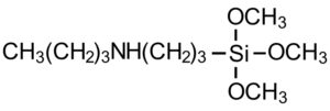 有機シラン化合物cas番号31024-56-3 N-[3-(trimethoxysilyl)propyl]butylamineの構造式画像